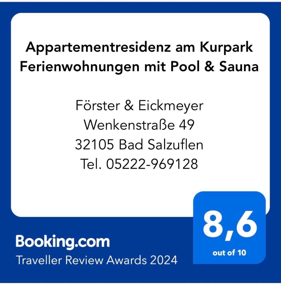 Appartementresidenz Am Kurpark - Ferienwohnungen Mit Pool & Sauna & Garage Bad Salzuflen Exterior photo